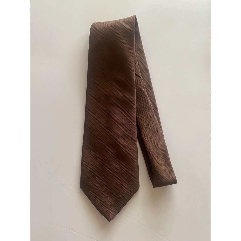 Oleg Cassini by Burma Mens Necktie Brown Diagonal Ribbed Textured Wide Tie 4in